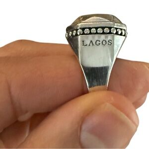 Vintage Lagos Caviar Faceted Rock Statement Ring Sterling silver 18K gold 6.5